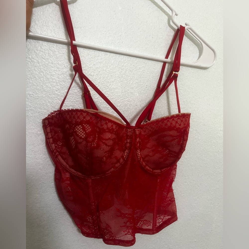 Brand New red Victoria Secret Lace corset crop top